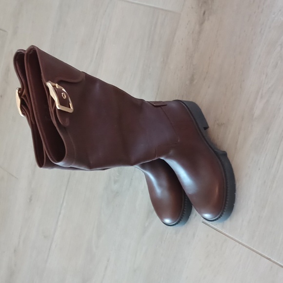 NEW COACH Lilli Leather Lug Sole Riding Platform Boots Sz 6B Walnut #20299953 - Picture 7 of 16